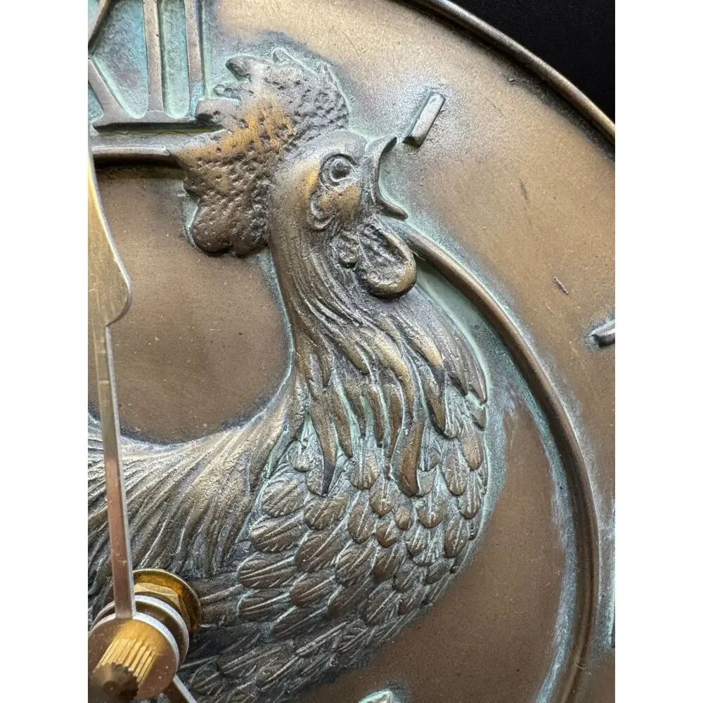 Hen-Feathers Chanticleer Wall Clock, Copper - Picture 3 of 8